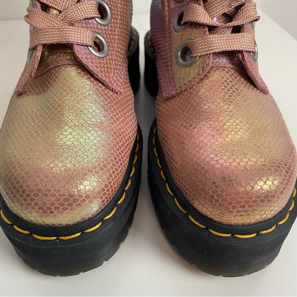 Dr Martens Molly Pink Iridescent Leather Platform Boots Women’s US 7 / EU 38 - Picture 5 of 16